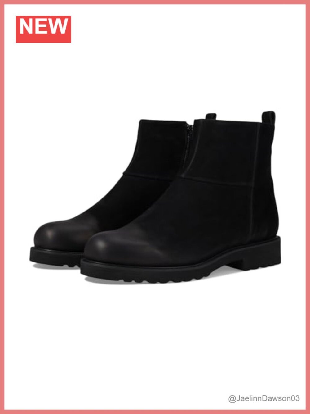 Women's Mid-Calf Boots Leather Zip Lug Sole Round Toe